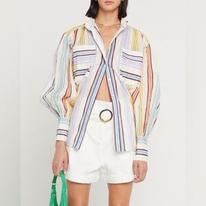 kourt Thema Top Striped Button Down Multicolor XL